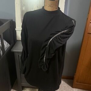 Elegant Black Top with Silver Accents